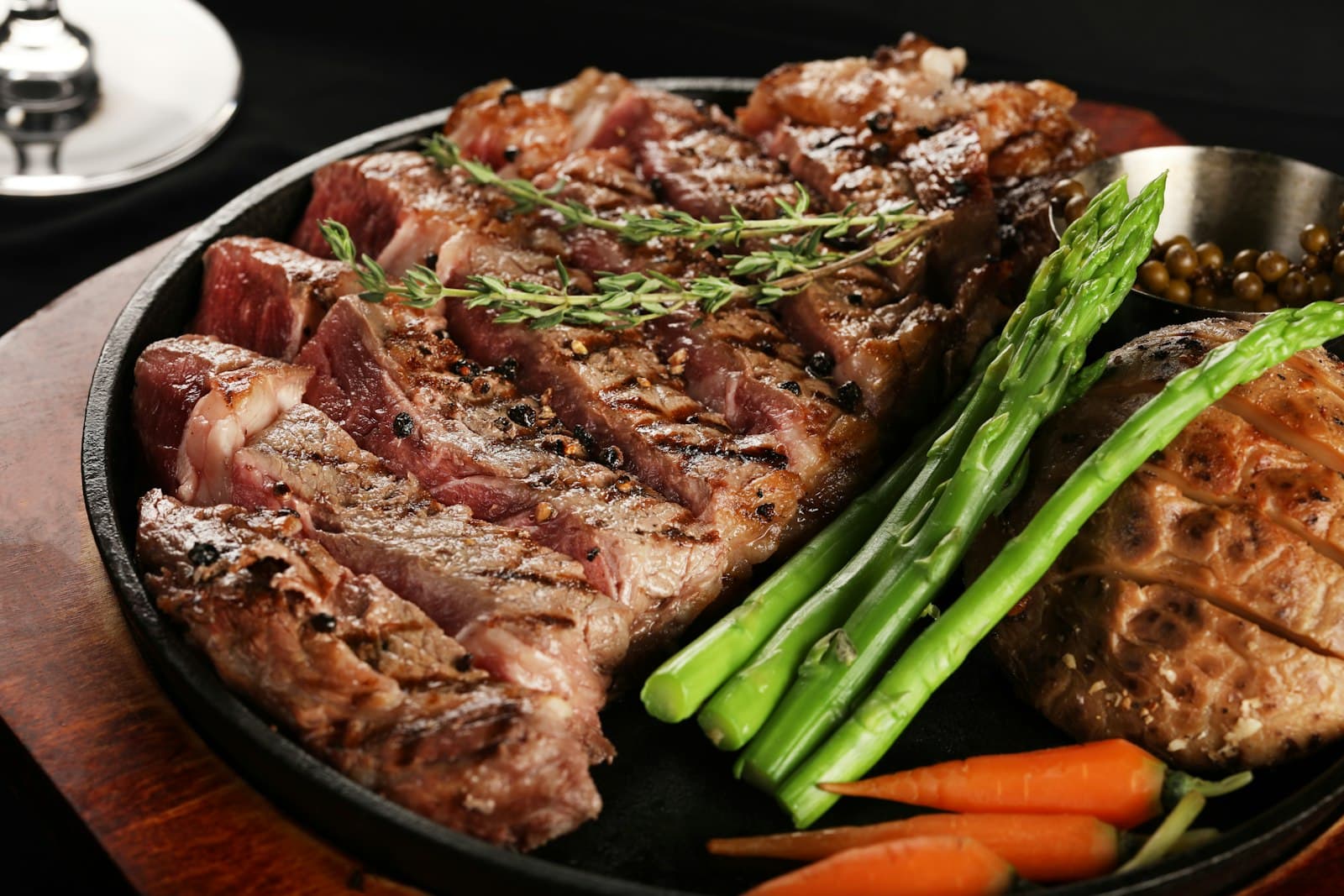 Hand-cut steak, seared and sliced